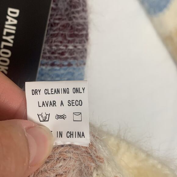 Be Cool women's small medium sweater pullover fuzzy stripe new cream neutral - Picture 10 of 10